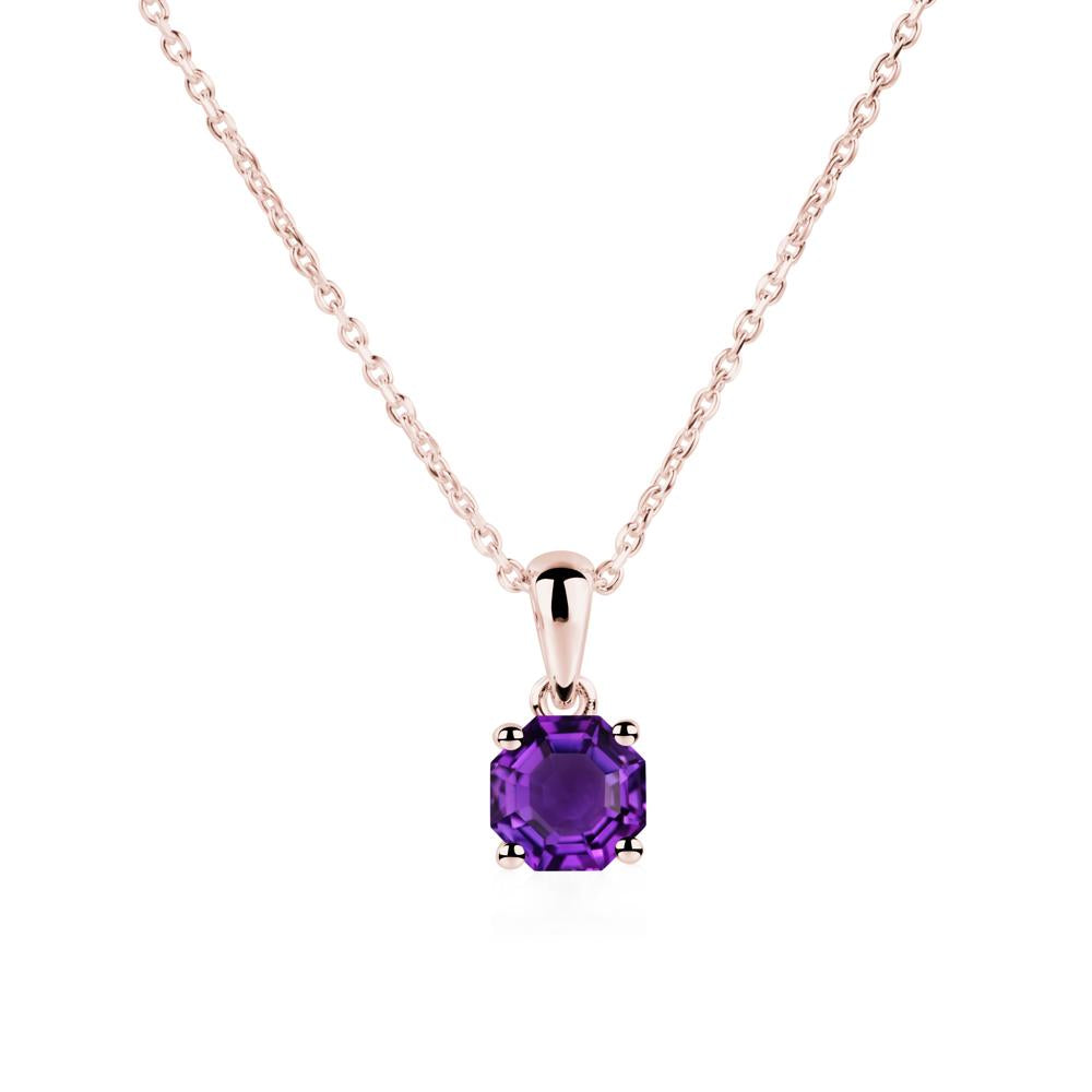 Octagon Amethyst Solitaire Necklace - LUO Jewelry #metal_18k rose gold