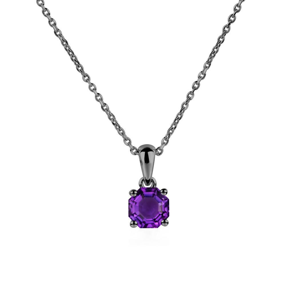 Octagon Amethyst Solitaire Necklace - LUO Jewelry #metal_black finish sterling silver