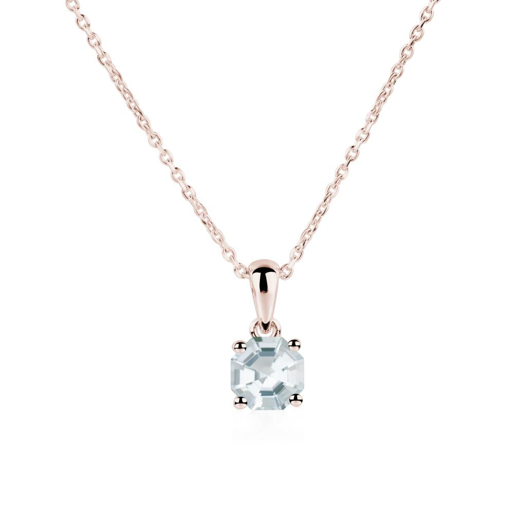 Octagon Aquamarine Solitaire Necklace - LUO Jewelry #metal_14k rose gold