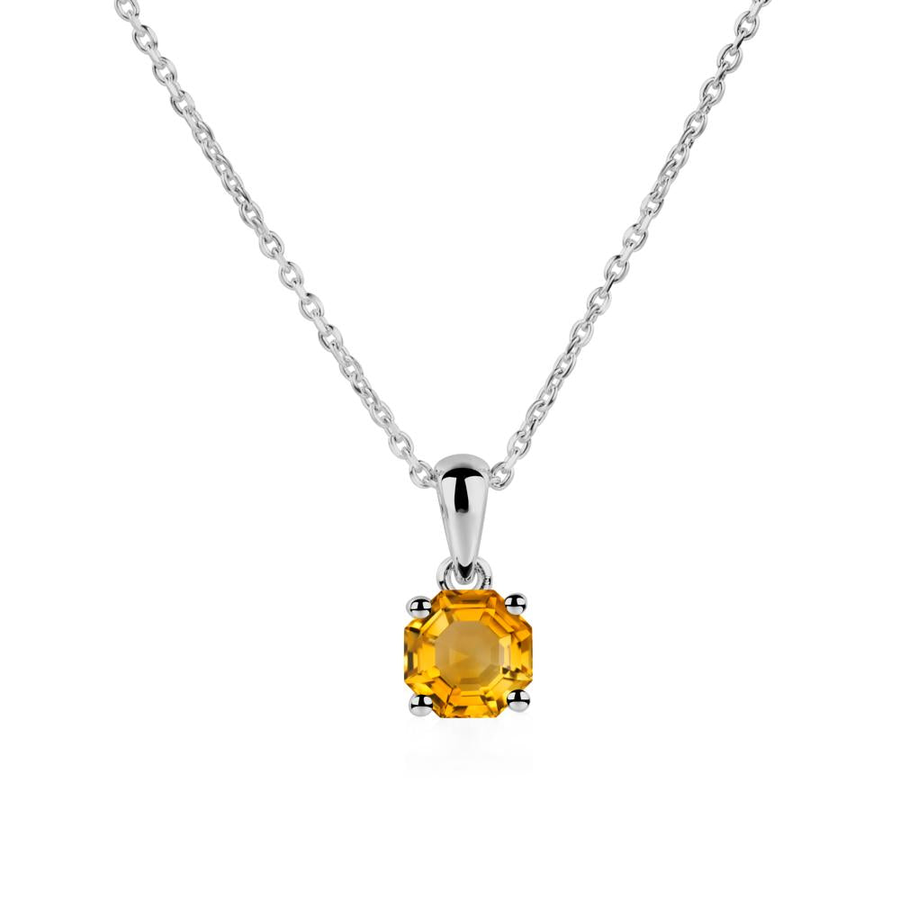 Octagon Citrine Solitaire Necklace - LUO Jewelry #metal_platinum