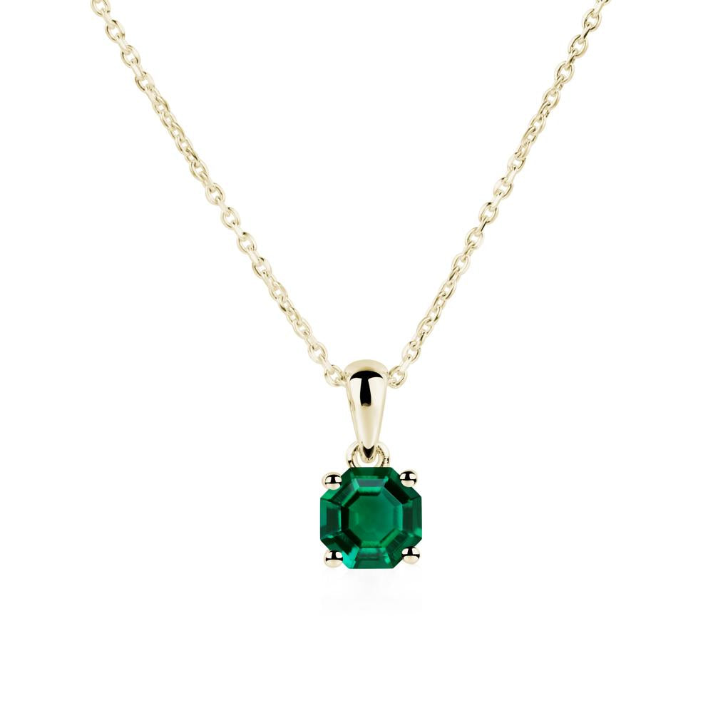 Octagon Emerald Solitaire Necklace - LUO Jewelry #metal_14k yellow gold