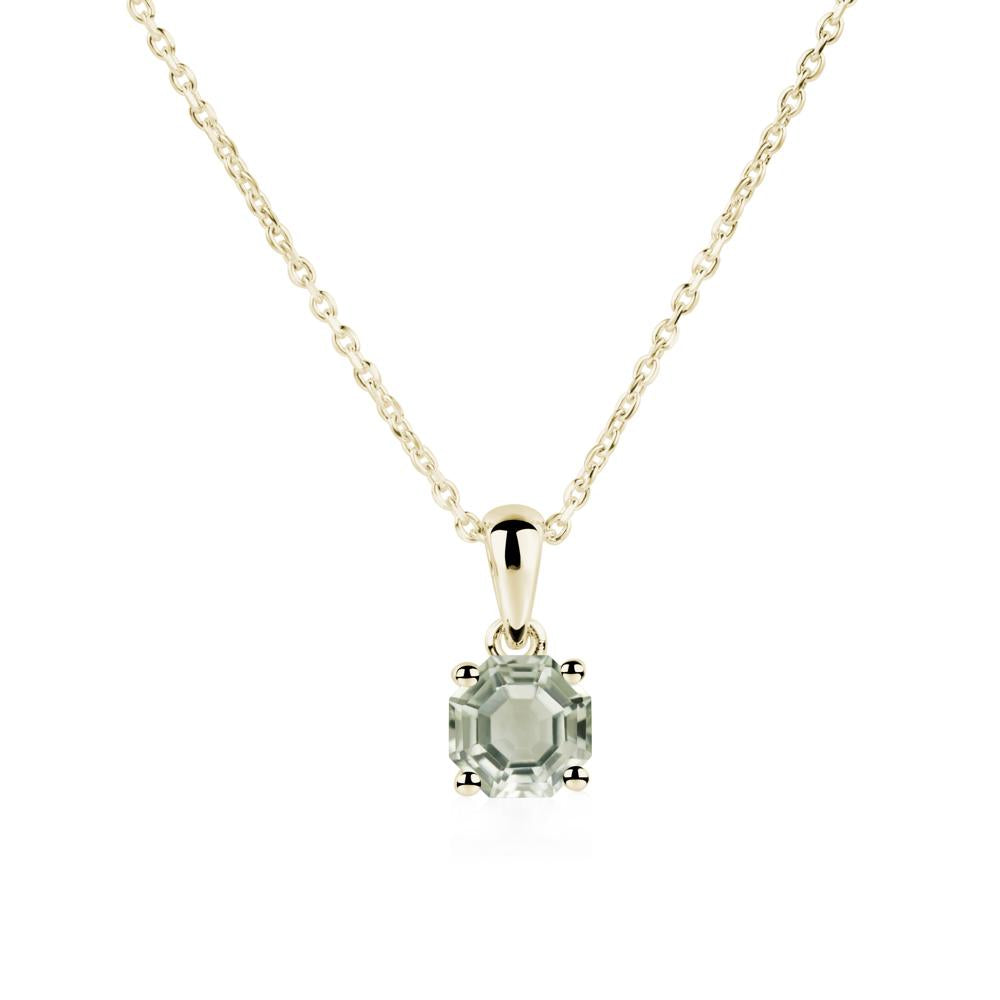 Octagon Green Amethyst Solitaire Necklace - LUO Jewelry #metal_14k yellow gold