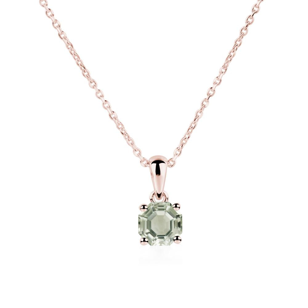 Octagon Green Amethyst Solitaire Necklace - LUO Jewelry #metal_18k rose gold