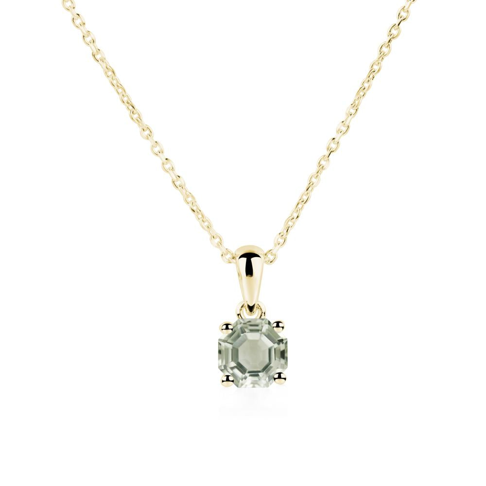 Octagon Green Amethyst Solitaire Necklace - LUO Jewelry #metal_18k yellow gold