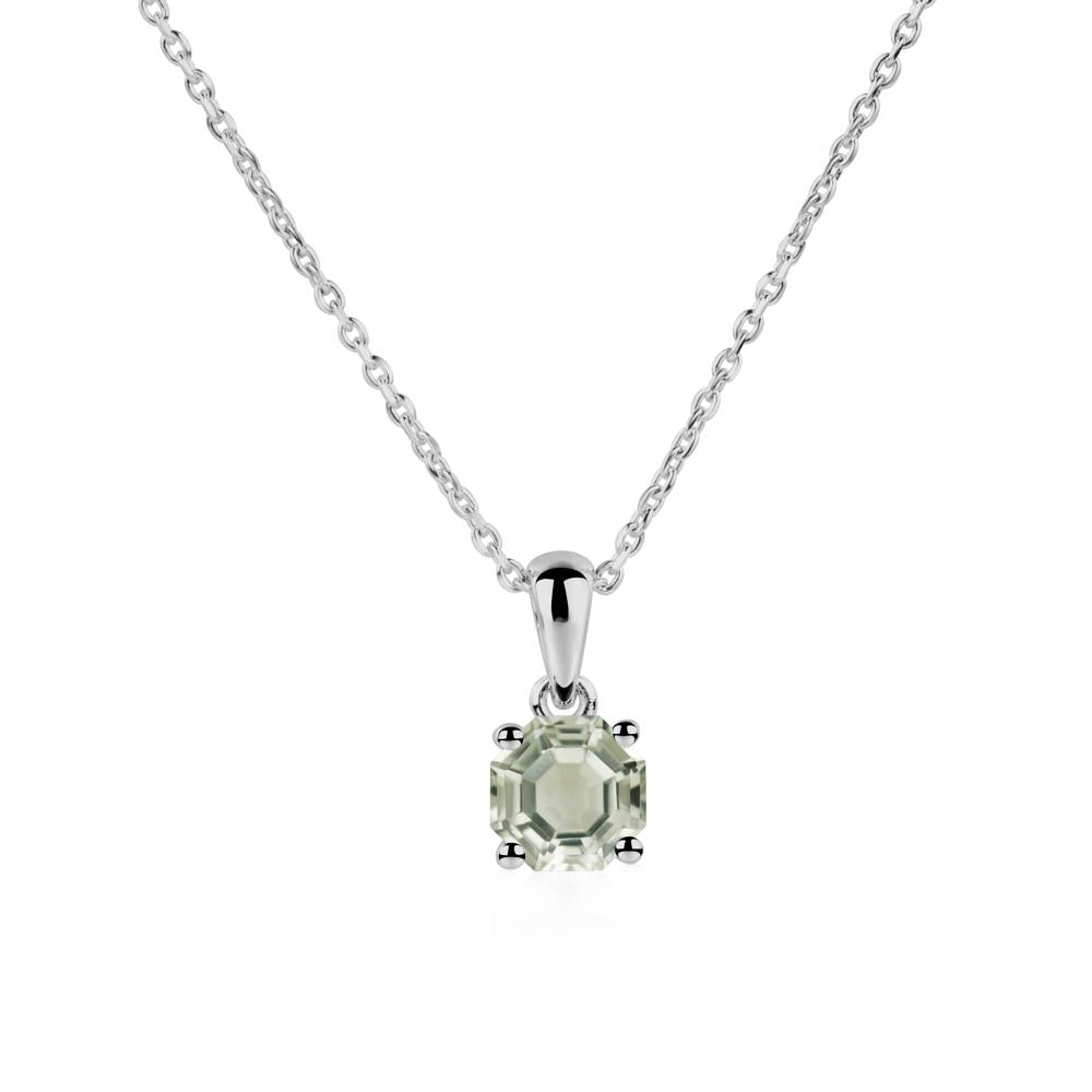 Octagon Green Amethyst Solitaire Necklace - LUO Jewelry #metal_platinum