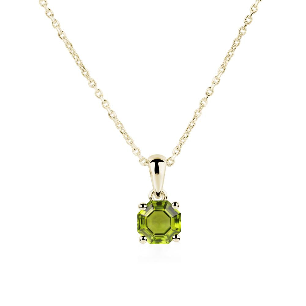 Octagon Peridot Solitaire Necklace - LUO Jewelry #metal_14k yellow gold