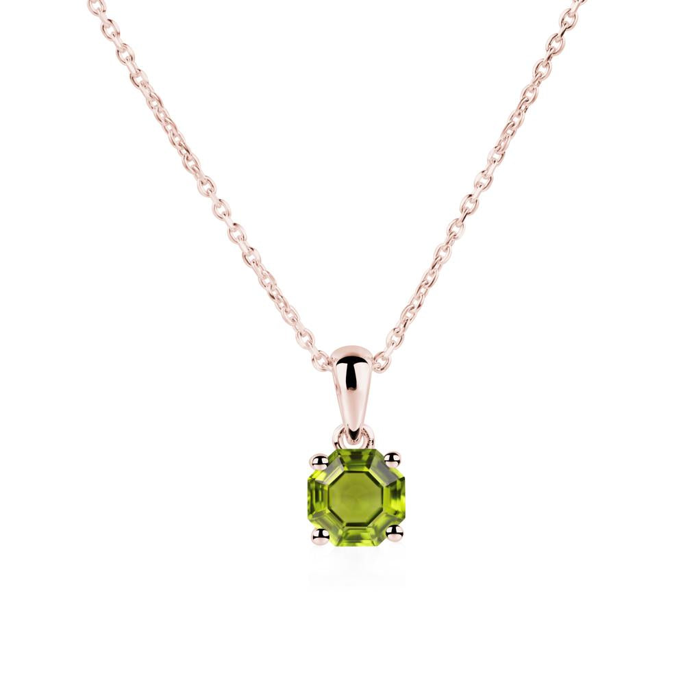 Octagon Peridot Solitaire Necklace - LUO Jewelry #metal_18k rose gold