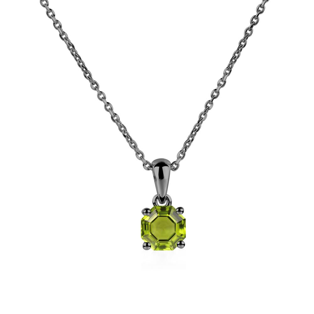 Octagon Peridot Solitaire Necklace - LUO Jewelry #metal_black finish sterling silver