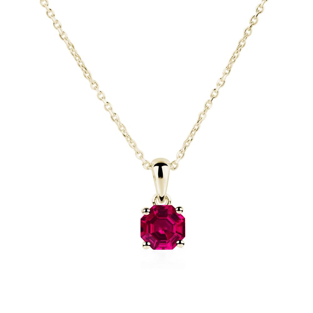 Octagon Ruby Solitaire Necklace - LUO Jewelry #metal_14k yellow gold