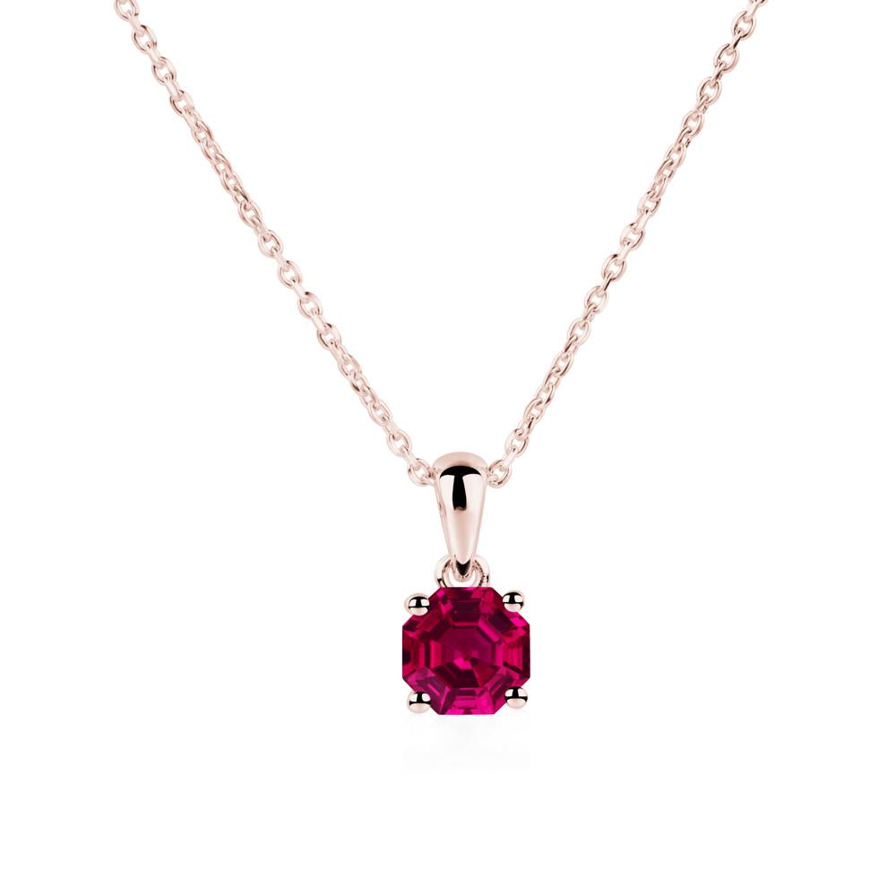 Octagon Ruby Solitaire Necklace - LUO Jewelry #metal_18k rose gold