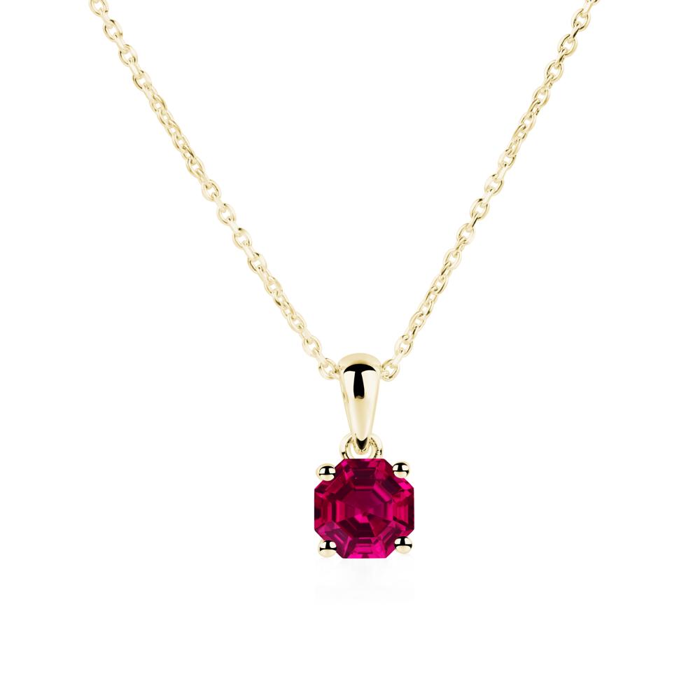 Octagon Ruby Solitaire Necklace - LUO Jewelry #metal_18k yellow gold