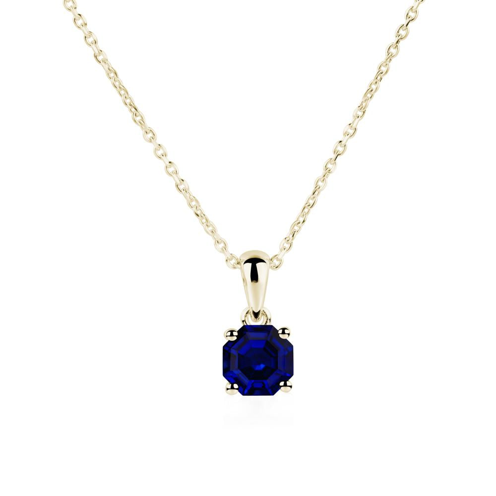 Octagon Sapphire Solitaire Necklace - LUO Jewelry #metal_14k yellow gold