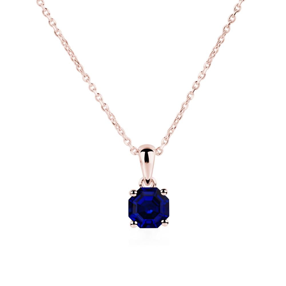 Octagon Sapphire Solitaire Necklace - LUO Jewelry #metal_18k rose gold