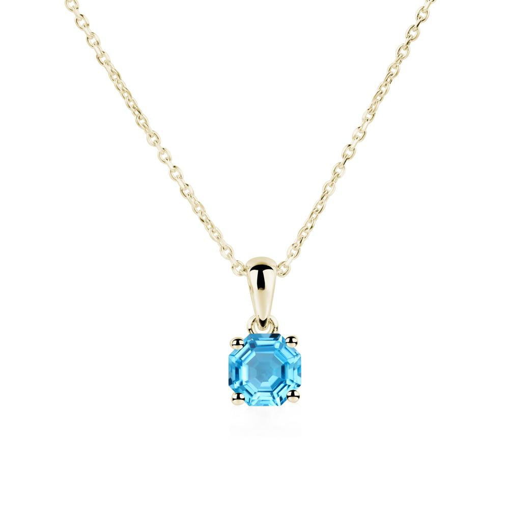 Octagon Swiss Blue Topaz Solitaire Necklace - LUO Jewelry #metal_14k yellow gold