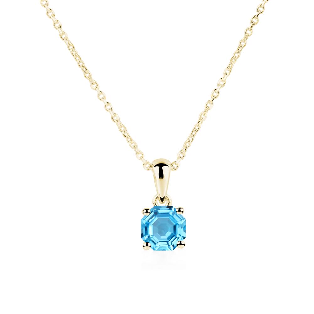 Octagon Swiss Blue Topaz Solitaire Necklace - LUO Jewelry #metal_18k yellow gold