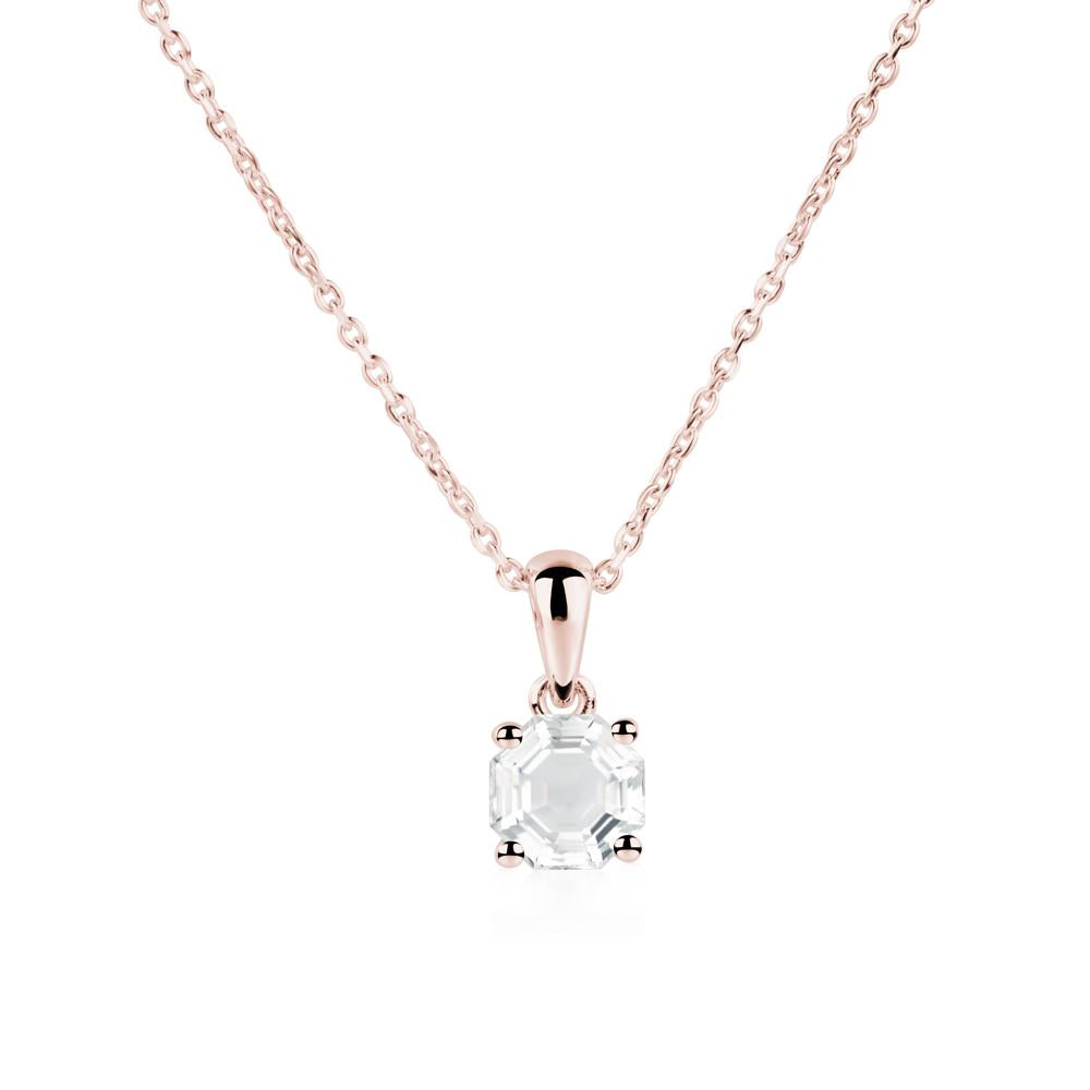 Octagon White Topaz Solitaire Necklace - LUO Jewelry #metal_18k rose gold