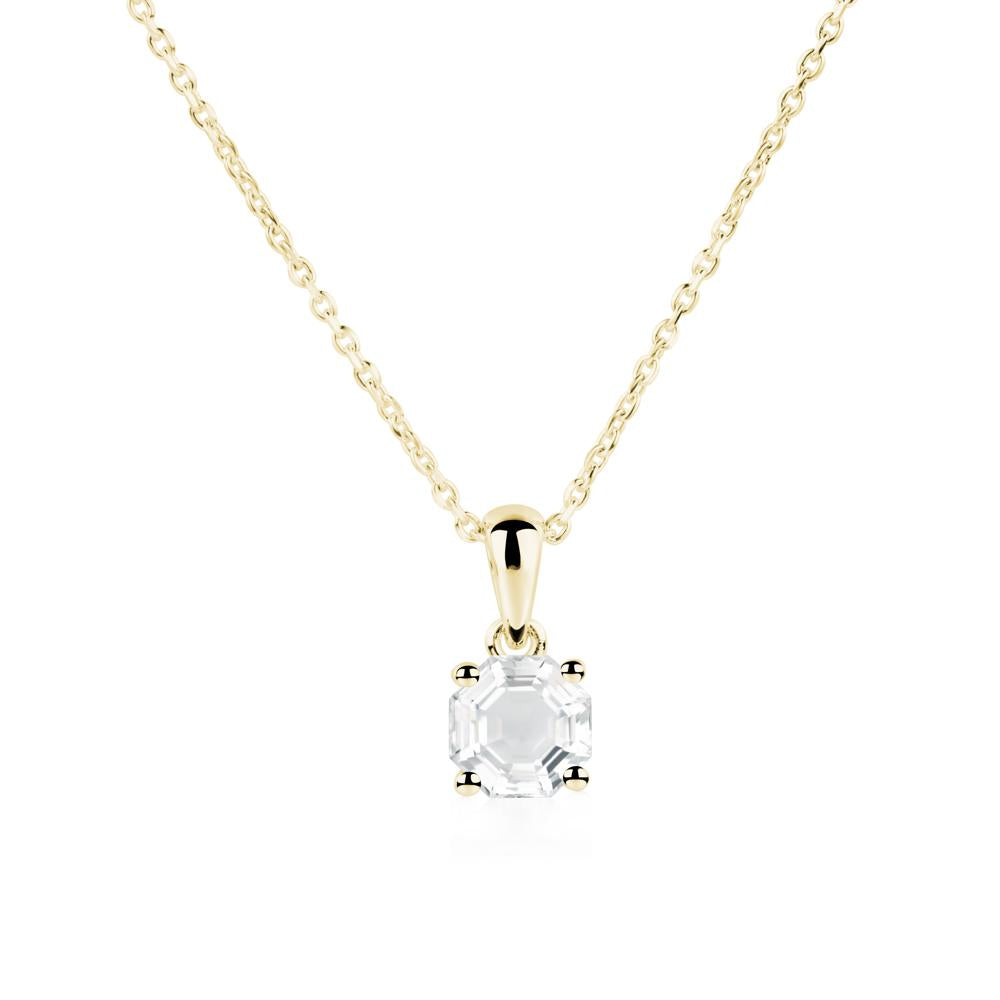 Octagon White Topaz Solitaire Necklace - LUO Jewelry #metal_18k yellow gold