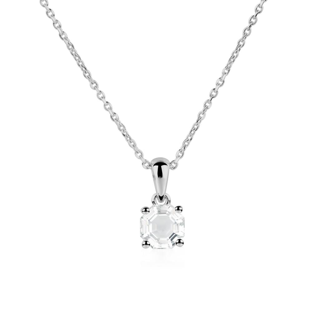 Octagon White Topaz Solitaire Necklace - LUO Jewelry #metal_platinum