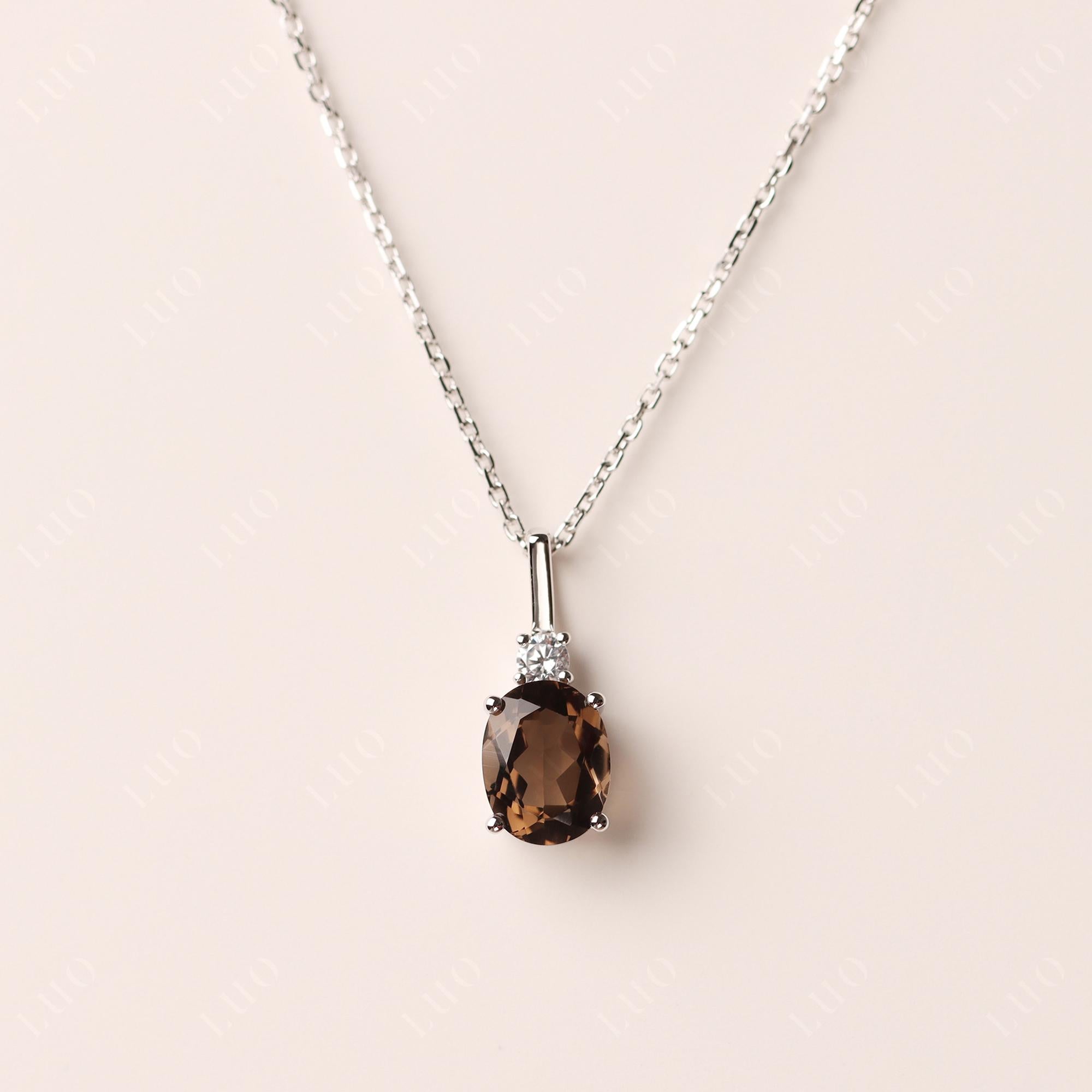 Simple Oval Smoky Quartz Necklace