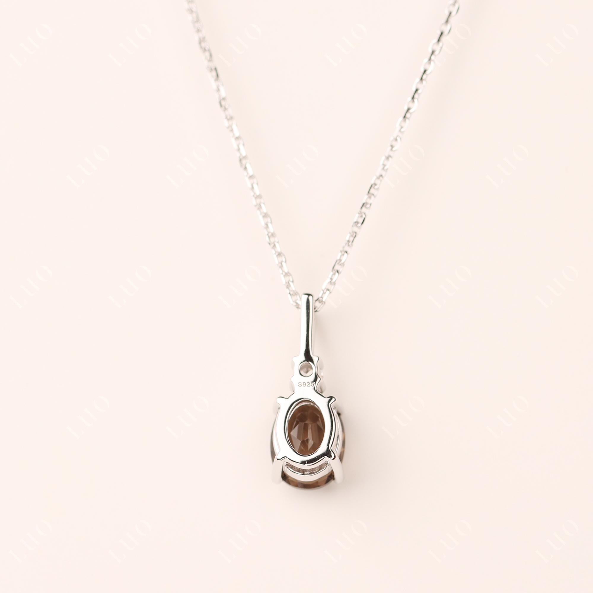 Simple Oval Smoky Quartz Necklace