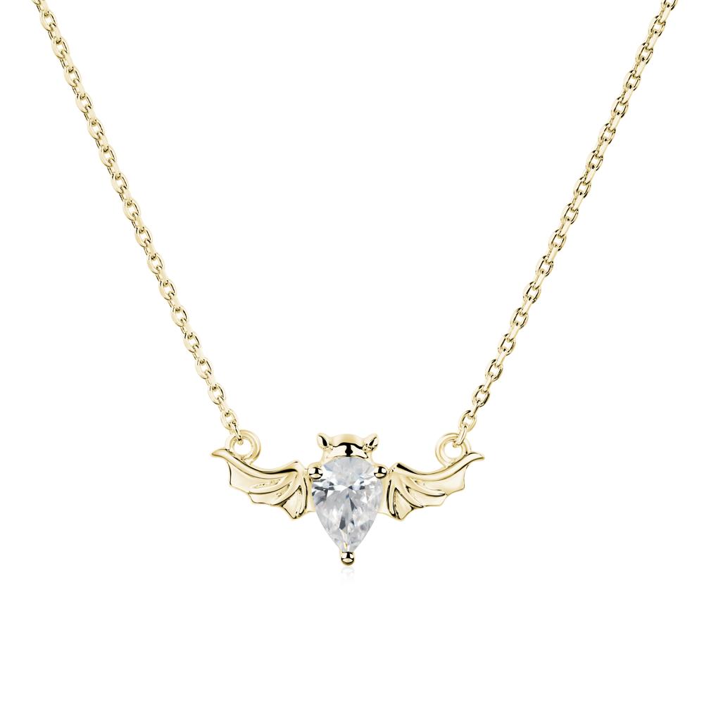 Cubic Zirconia Bat Wing Necklace - LUO Jewelry #metal_18k yellow gold