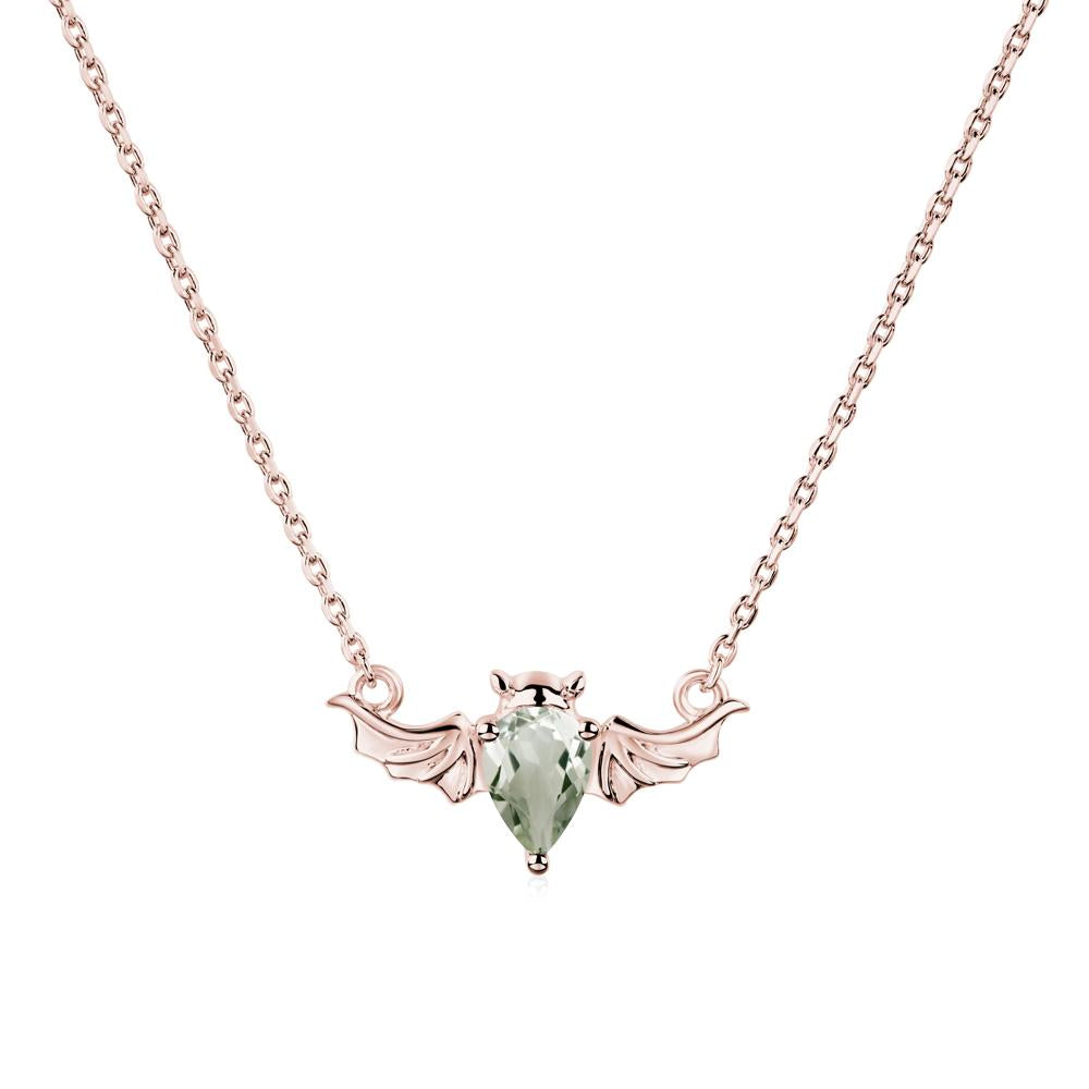 Green Amethyst Bat Necklace - LUO Jewelry #metal_18k rose gold