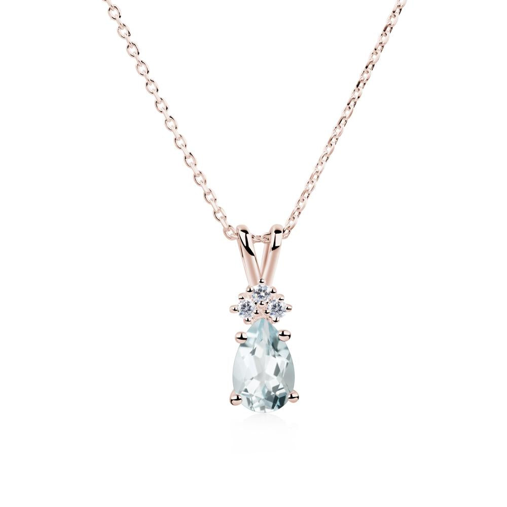 Pear Shaped Aquamarine Necklace - LUO Jewelry #metal_14k rose gold