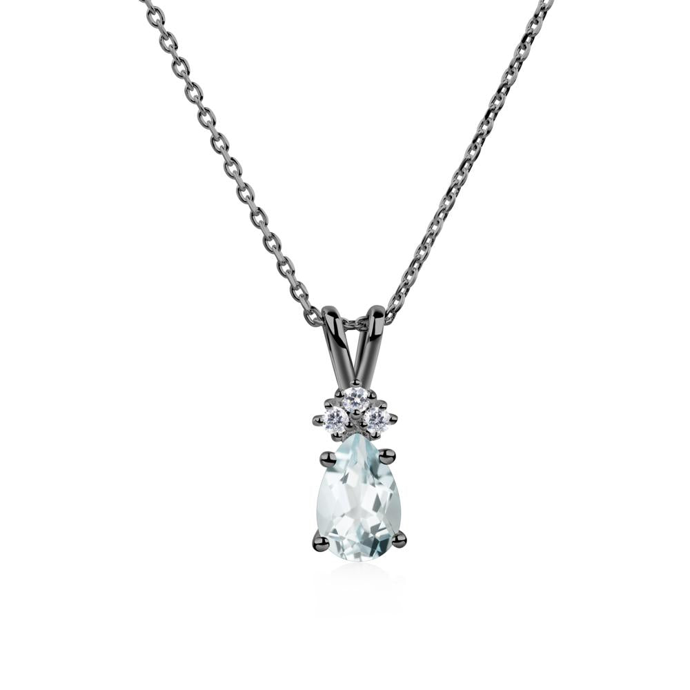 Pear Shaped Aquamarine Necklace - LUO Jewelry #metal_black finish sterling silver