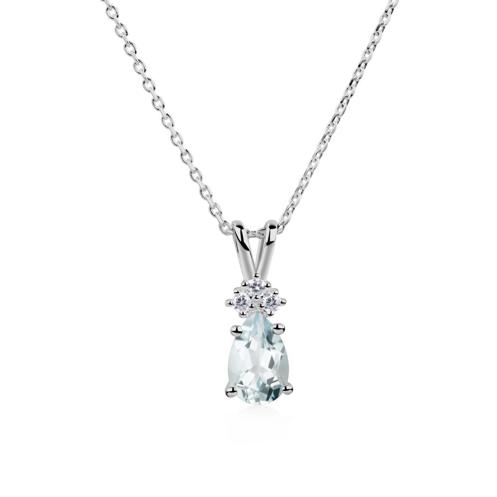 Pear Shaped Aquamarine Necklace - LUO Jewelry #metal_platinum