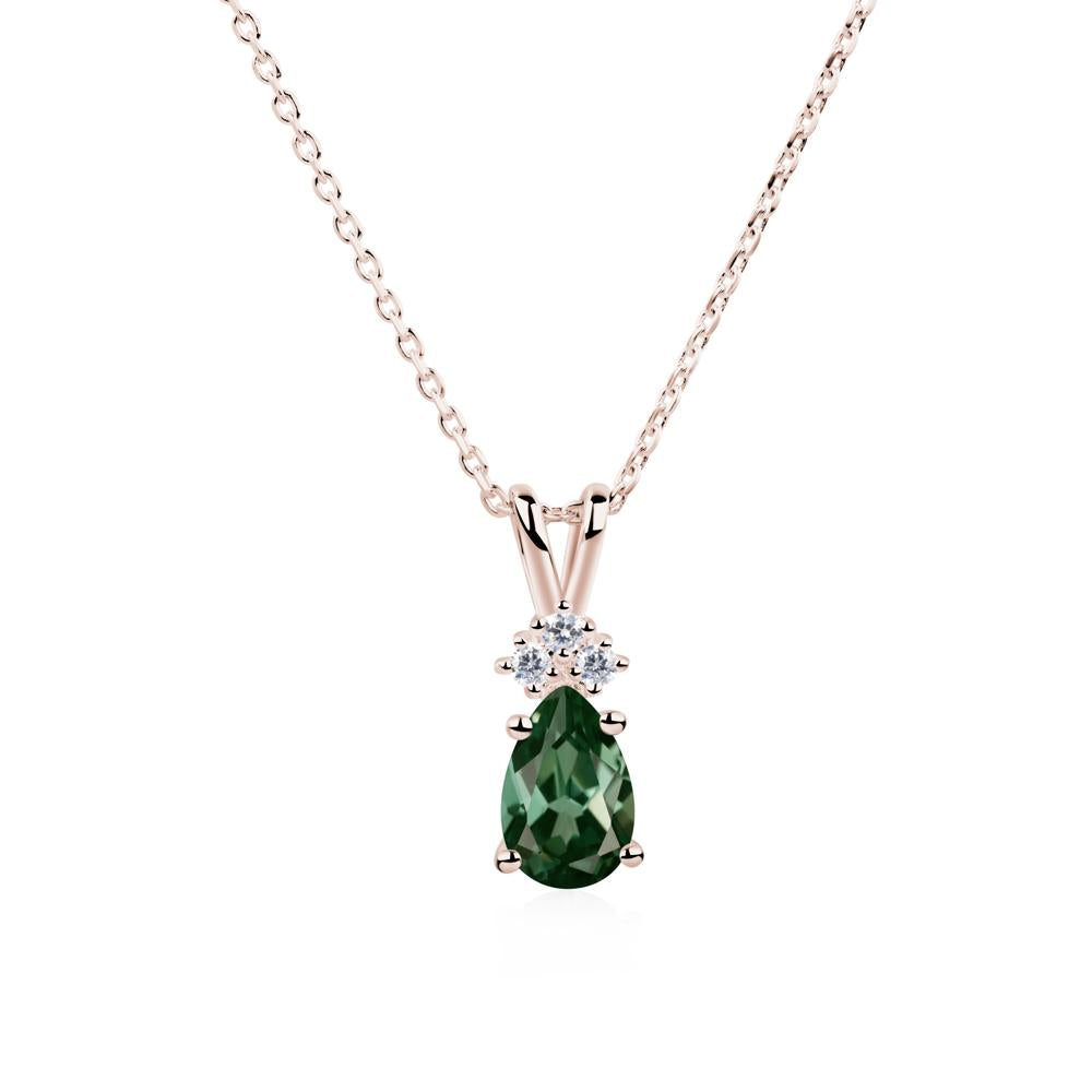 Pear Shaped Green Sapphire Necklace - LUO Jewelry #metal_14k rose gold