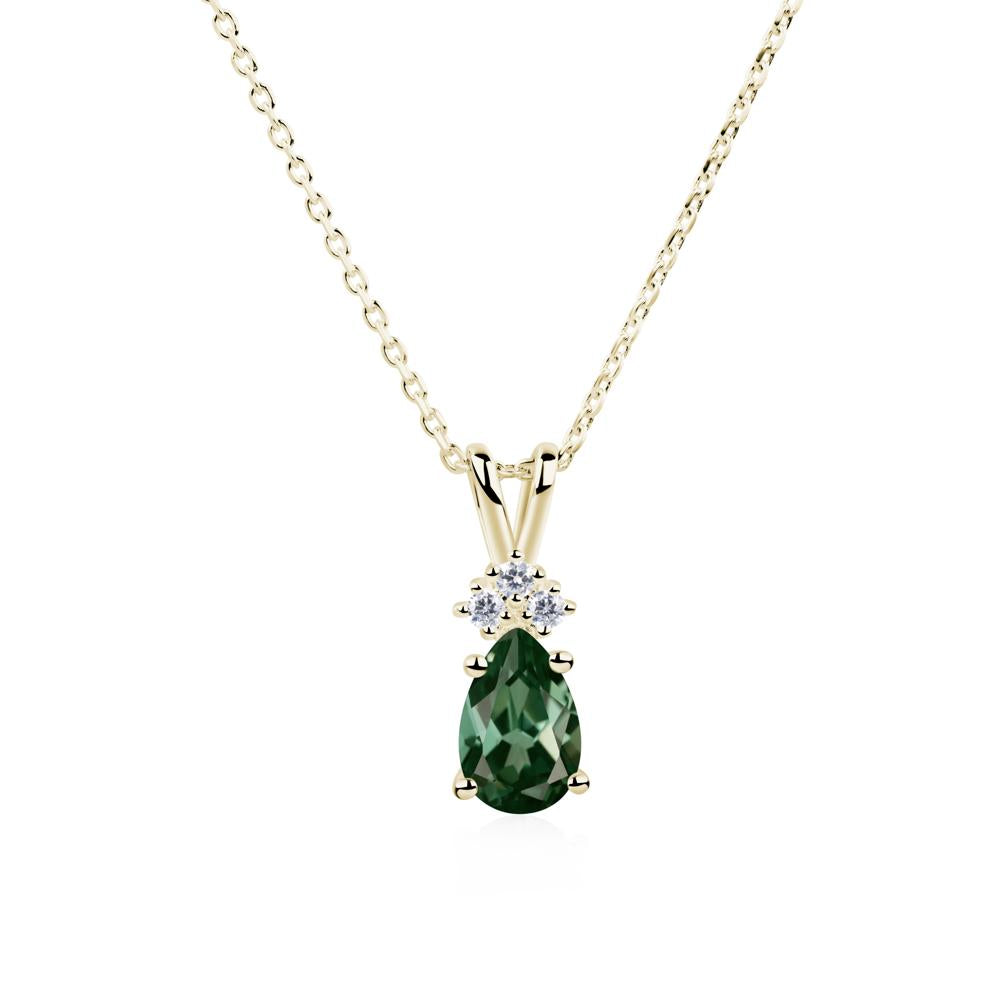 Pear Shaped Green Sapphire Necklace - LUO Jewelry #metal_14k yellow gold