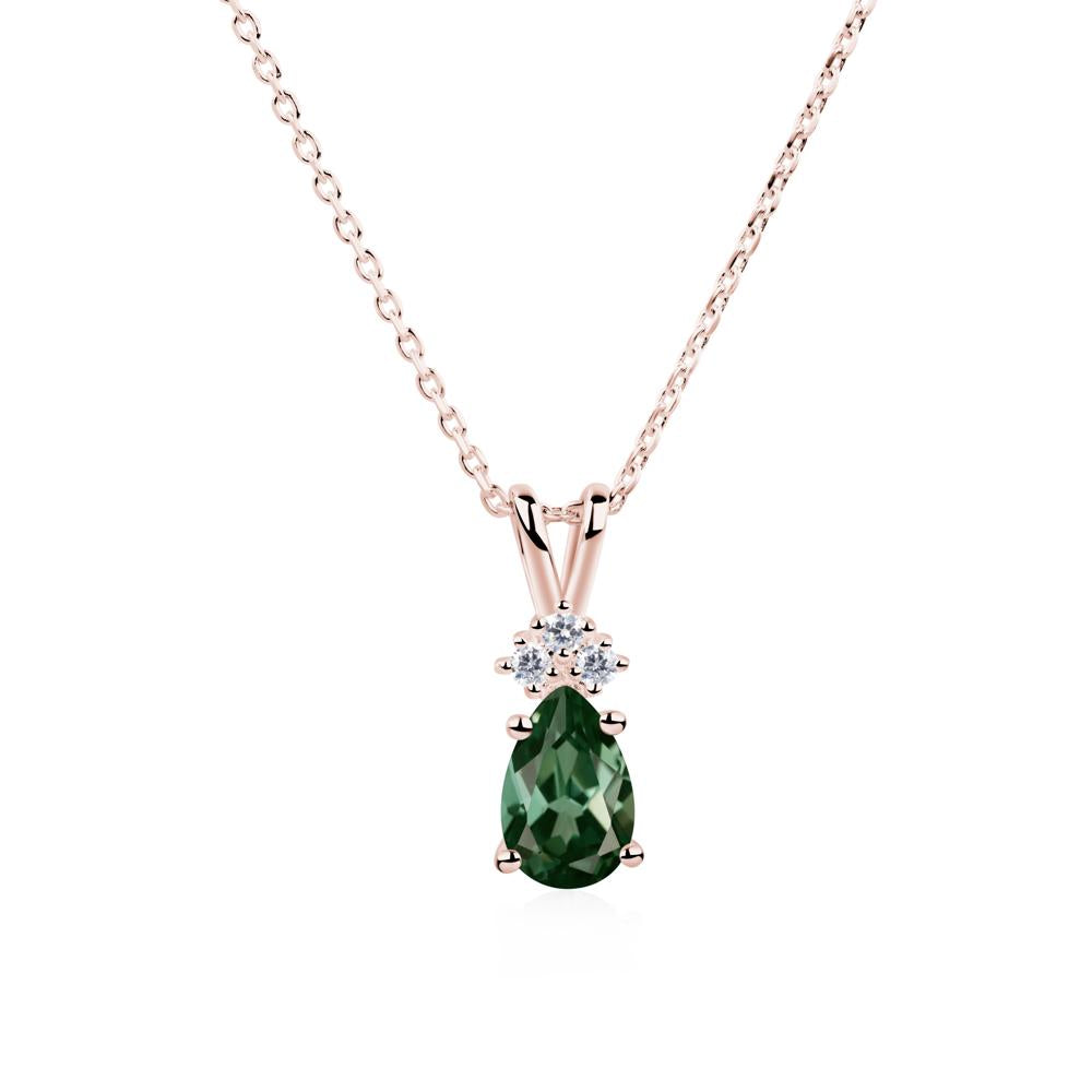 Pear Shaped Green Sapphire Necklace - LUO Jewelry #metal_18k rose gold