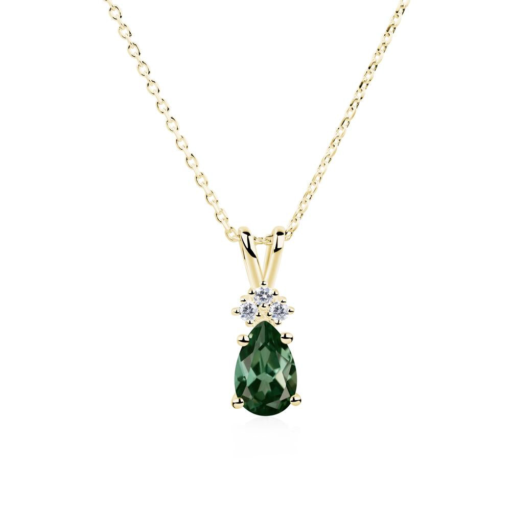 Pear Shaped Green Sapphire Necklace - LUO Jewelry #metal_18k yellow gold