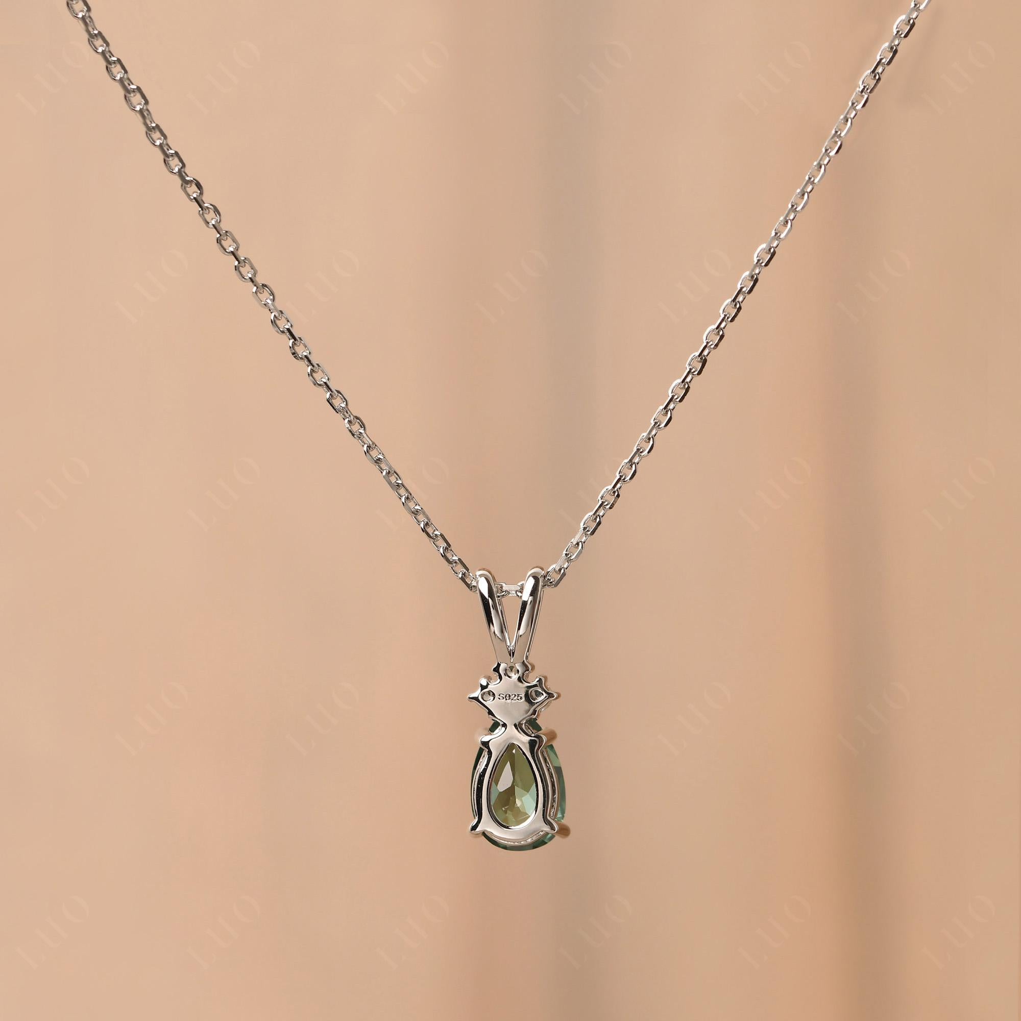Pear Shaped Green Sapphire Necklace - LUO Jewelry