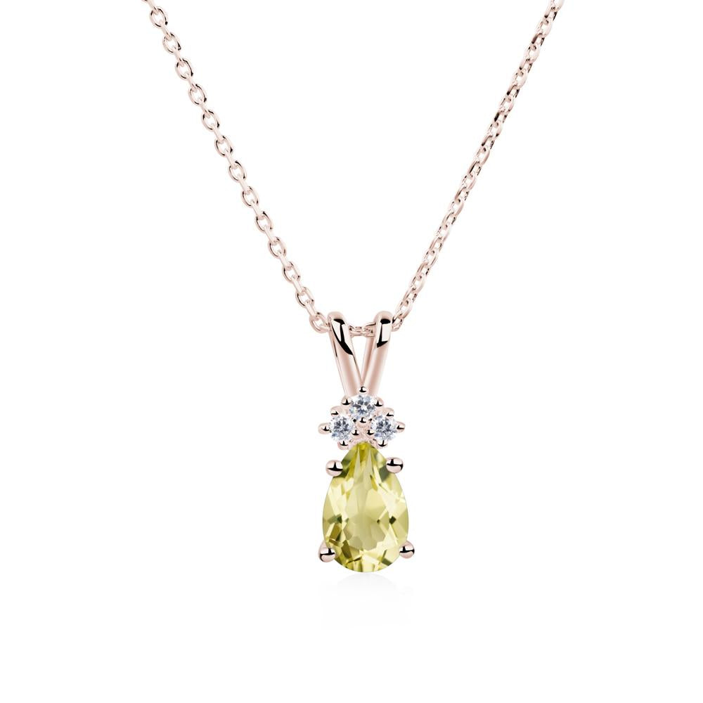 Pear Shaped Lemon Quartz Necklace - LUO Jewelry #metal_14k rose gold