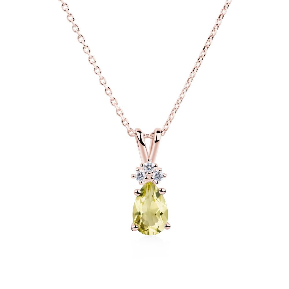 Pear Shaped Lemon Quartz Necklace - LUO Jewelry #metal_18k rose gold