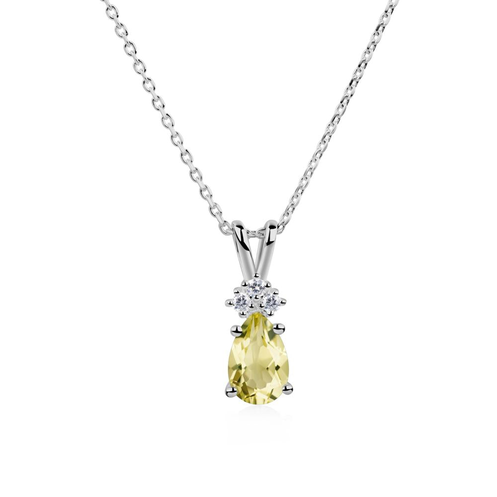 Pear Shaped Lemon Quartz Necklace - LUO Jewelry #metal_platinum