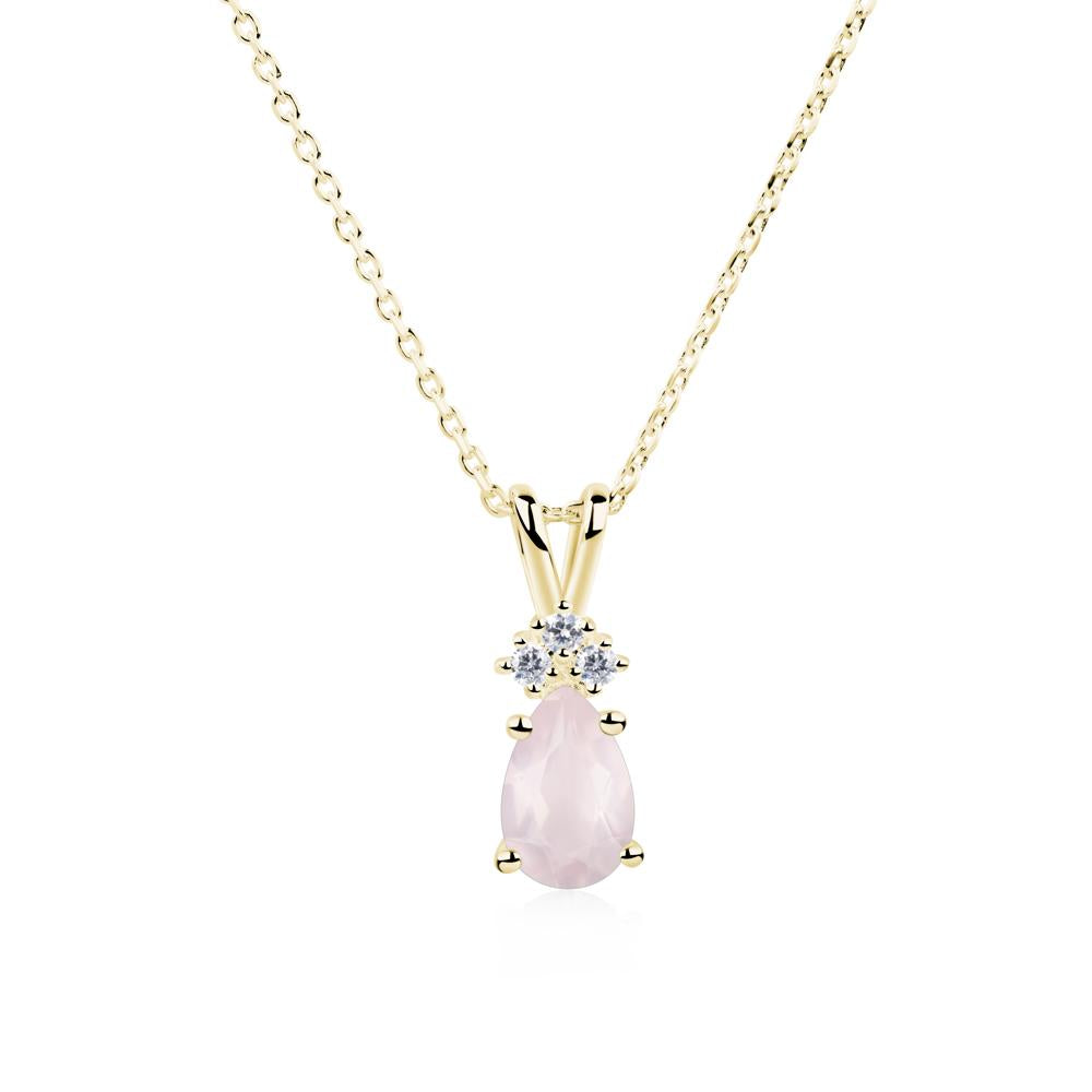 Pear Shaped Rose Quartz Necklace - LUO Jewelry #metal_18k yellow gold