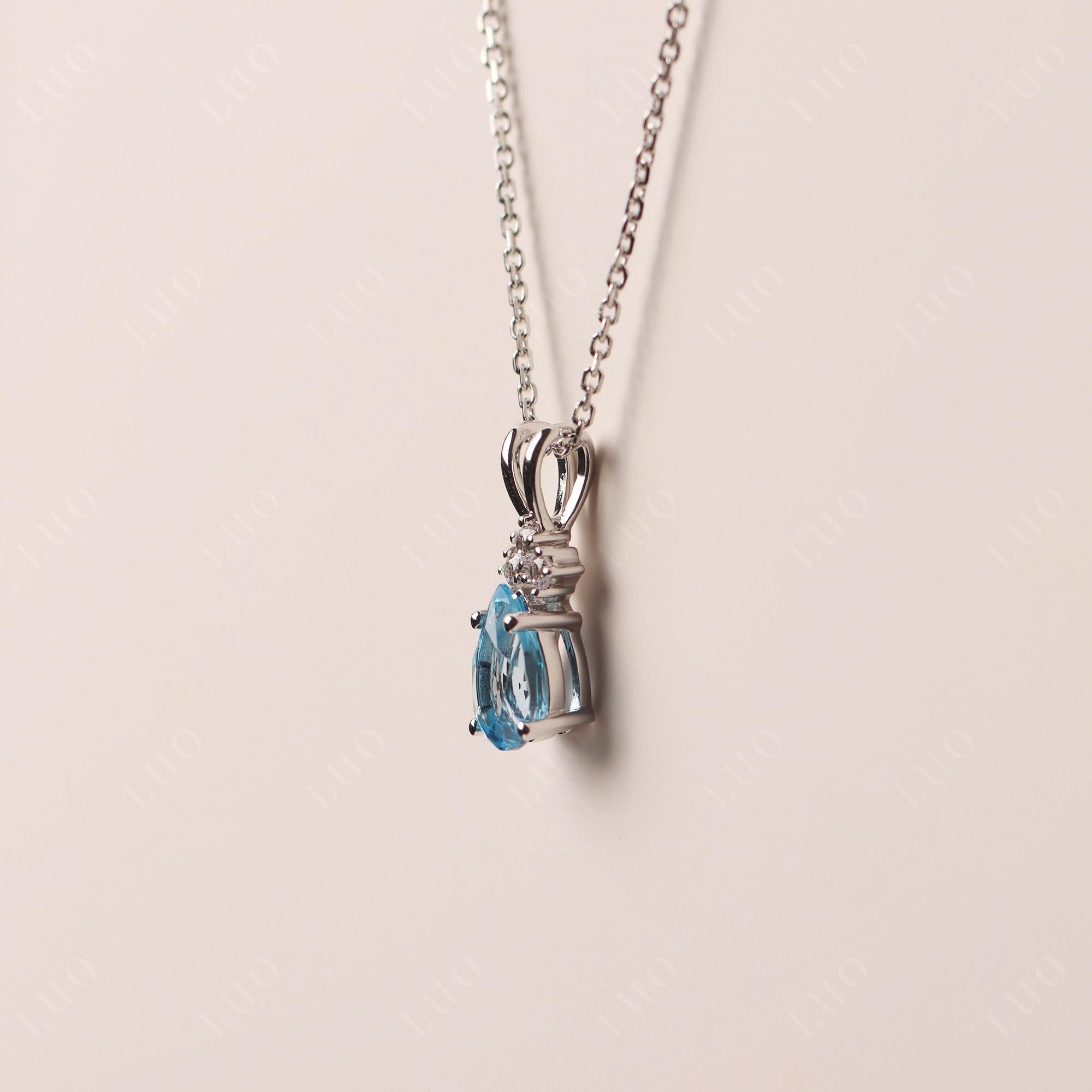 Pear Shaped Swiss Blue Topaz Necklace