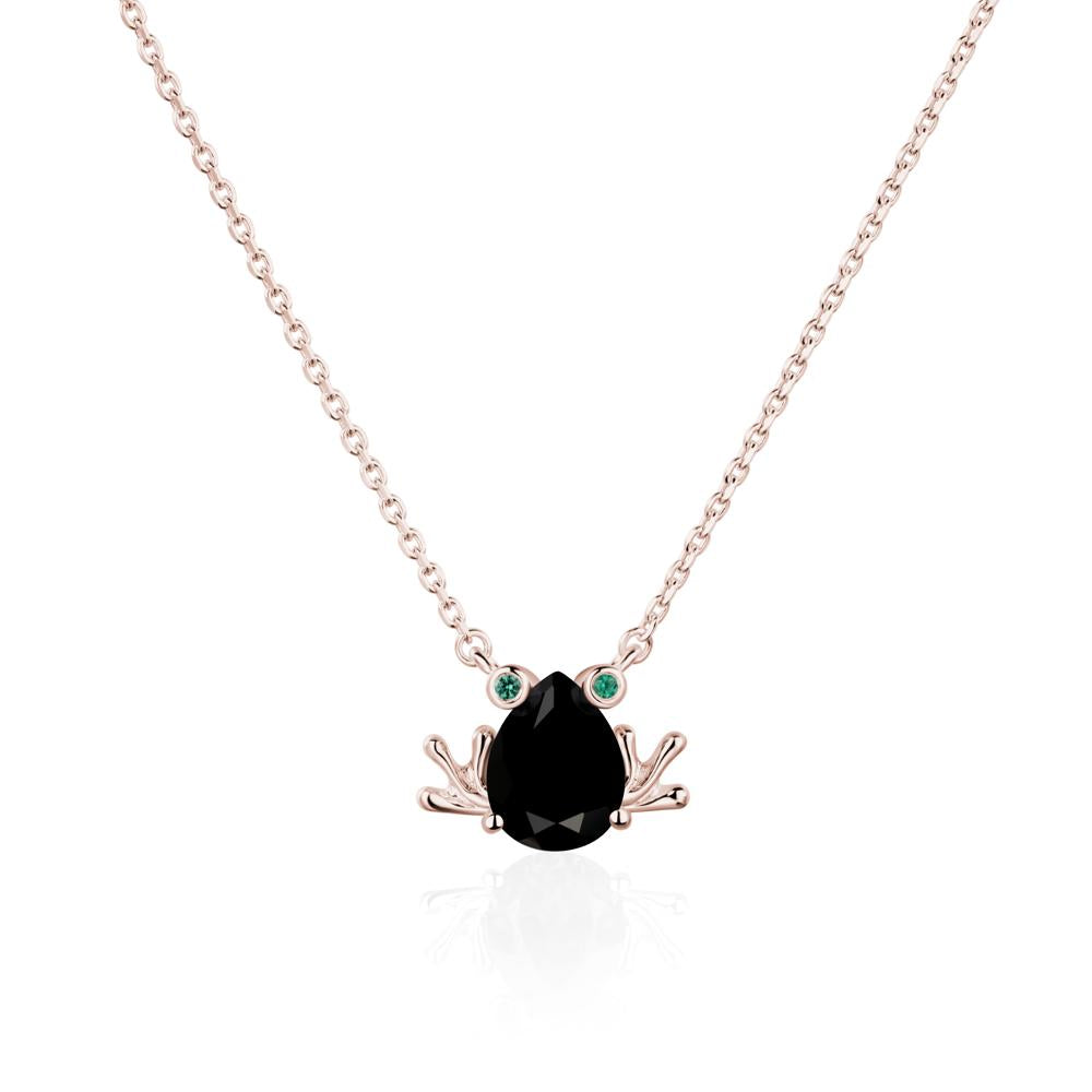 Black Spinel Frog Necklace | LUO Jewelry #metal_14k rose gold