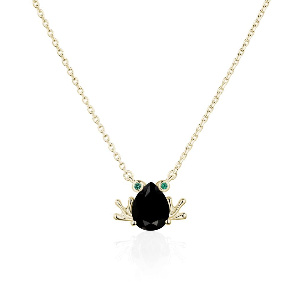 Black Spinel Frog Necklace | LUO Jewelry #metal_14k yellow gold