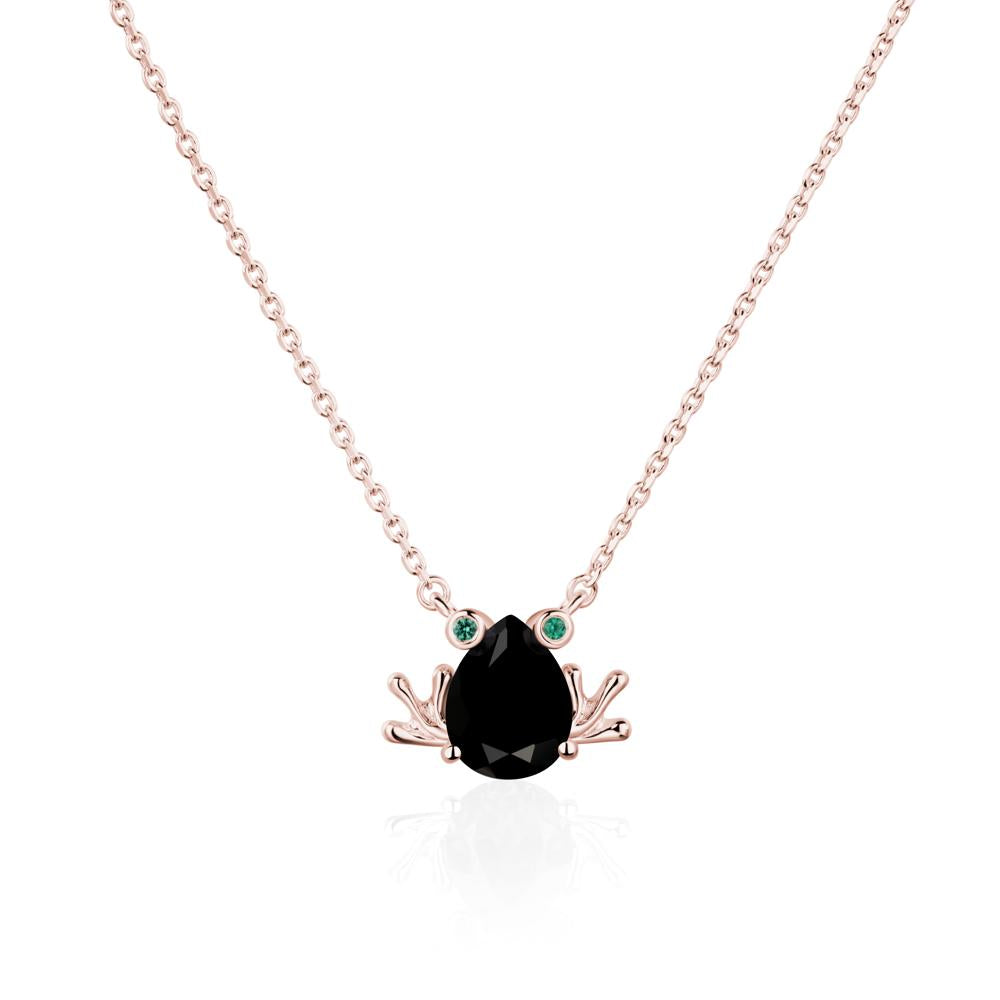 Black Spinel Frog Necklace | LUO Jewelry #metal_18k rose gold