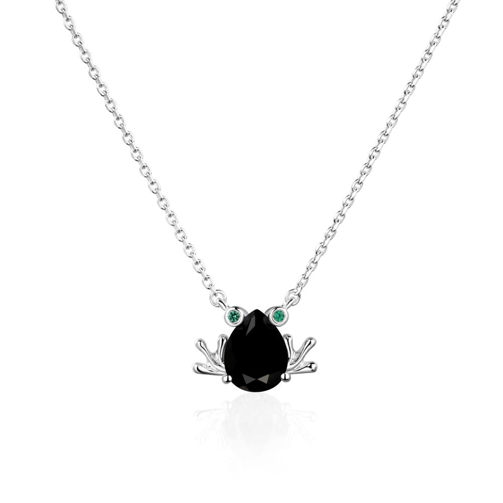Black Spinel Frog Necklace | LUO Jewelry #metal_18k white gold