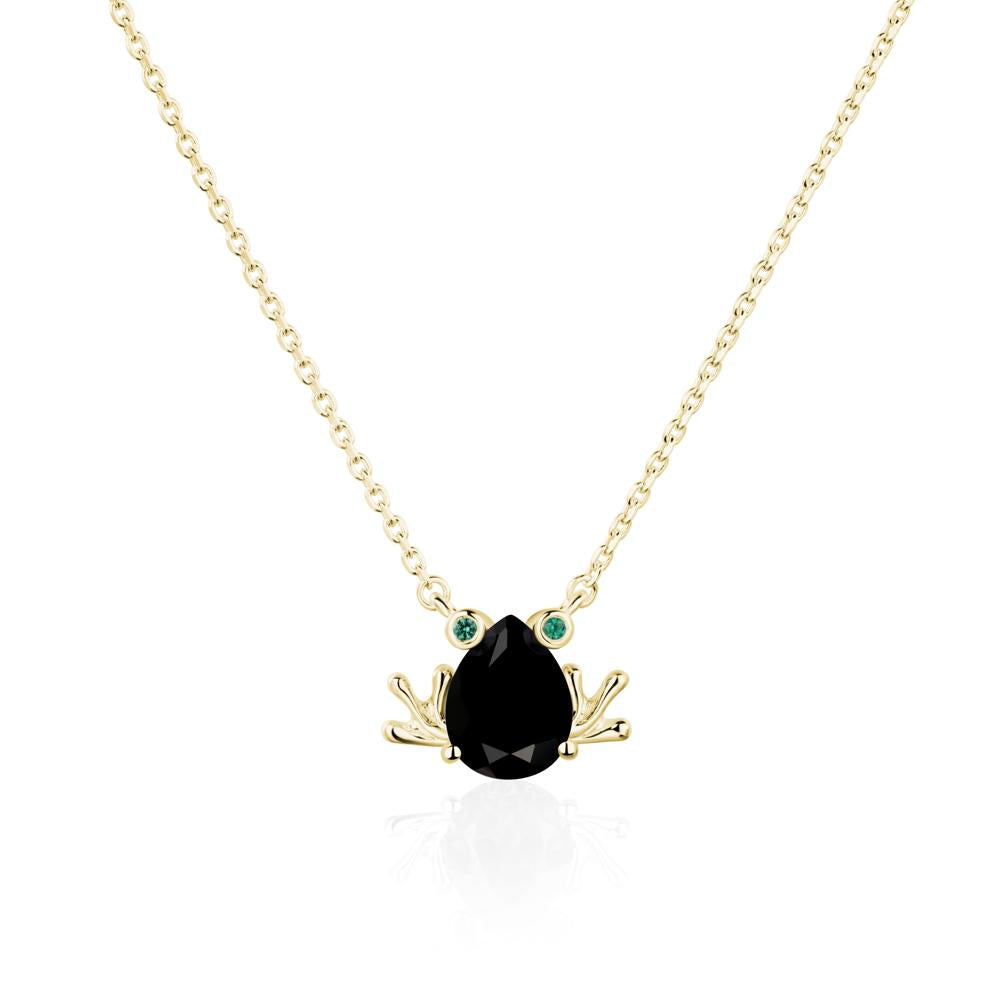 Black Spinel Frog Necklace | LUO Jewelry #metal_18k yellow gold