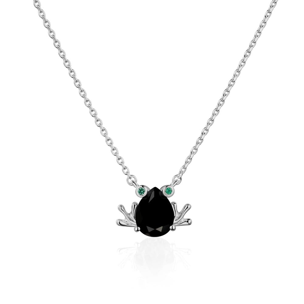 Black Spinel Frog Necklace | LUO Jewelry #metal_platinum
