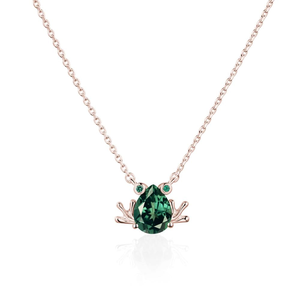 Green Sapphire Frog Necklace | LUO Jewelry #metal_14k rose gold