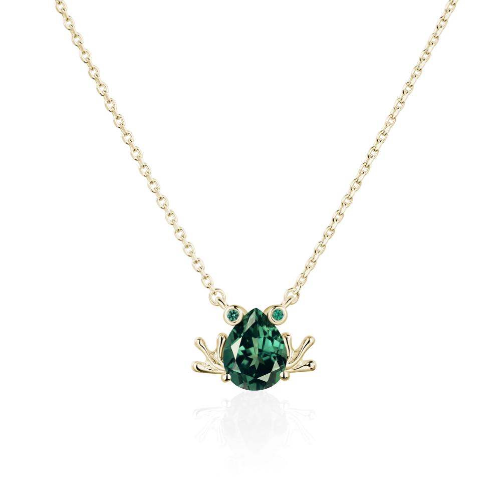Green Sapphire Frog Necklace | LUO Jewelry #metal_14k yellow gold