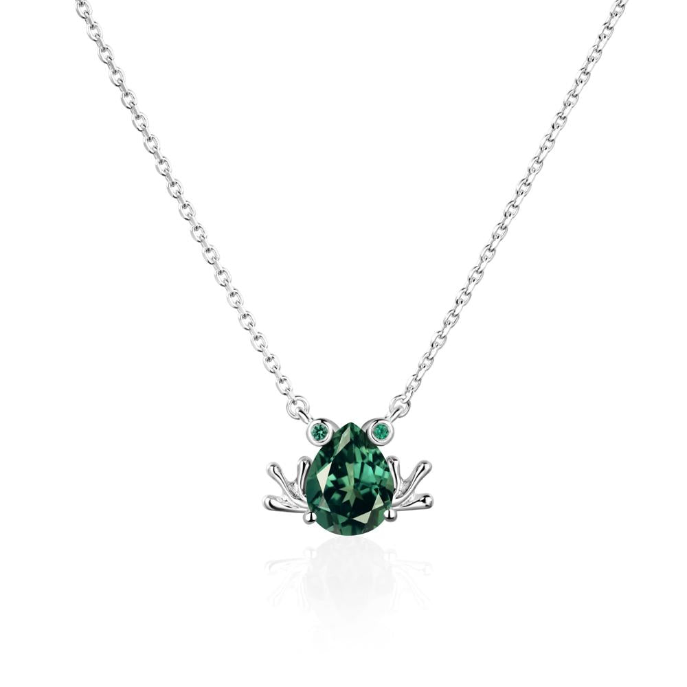 Green Sapphire Frog Necklace | LUO Jewelry #metal_18k white gold