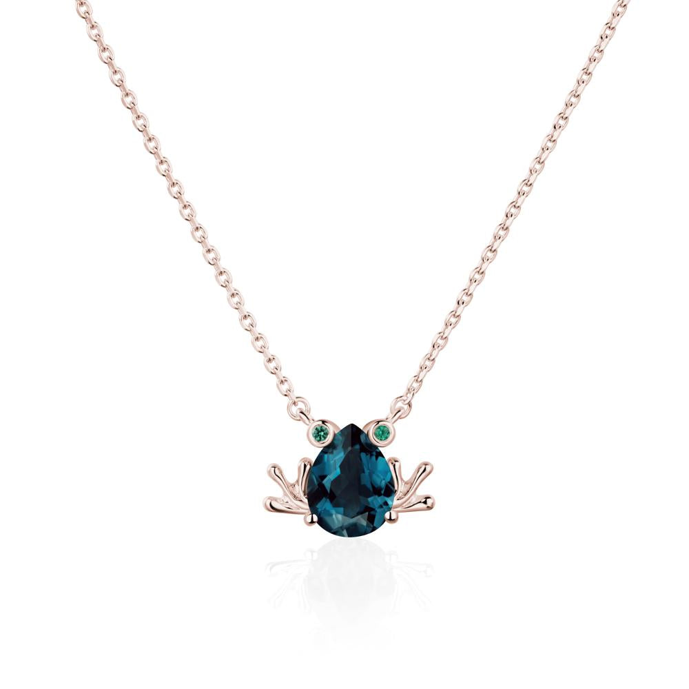 London Blue Topaz Frog Necklace | LUO Jewelry #metal_14k rose gold
