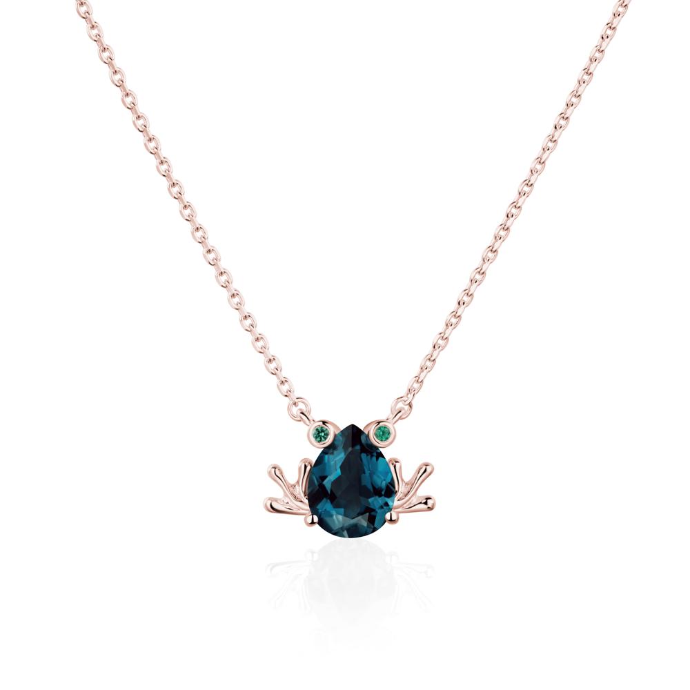 London Blue Topaz Frog Necklace | LUO Jewelry #metal_18k rose gold